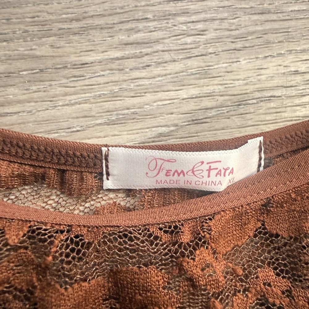Brown Lace Women Top - Picture 3 of 4
